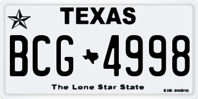 TX license plate BCG4998