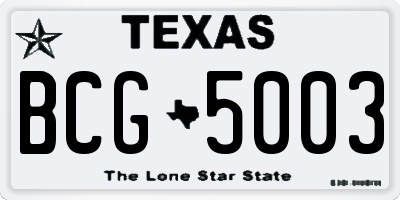 TX license plate BCG5003