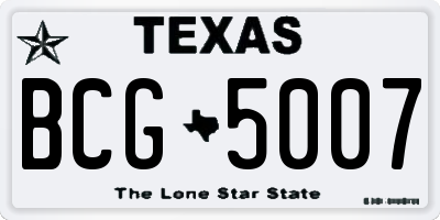TX license plate BCG5007