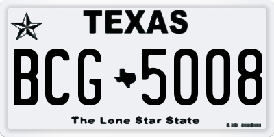 TX license plate BCG5008