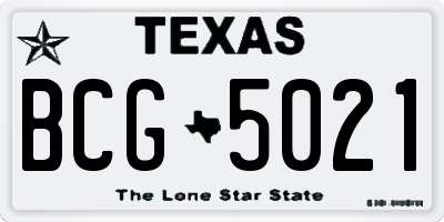 TX license plate BCG5021