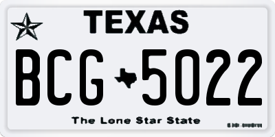 TX license plate BCG5022