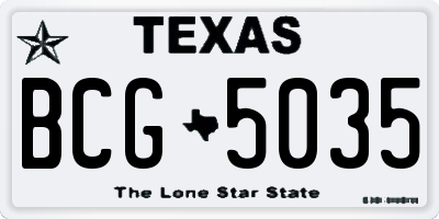 TX license plate BCG5035