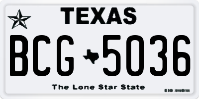 TX license plate BCG5036
