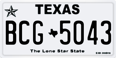 TX license plate BCG5043