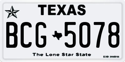 TX license plate BCG5078