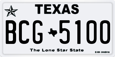 TX license plate BCG5100