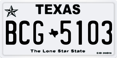 TX license plate BCG5103
