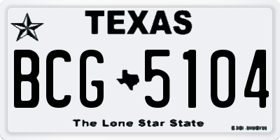 TX license plate BCG5104