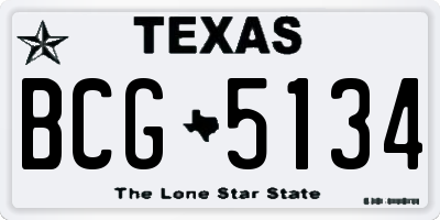 TX license plate BCG5134