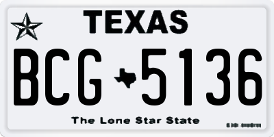 TX license plate BCG5136