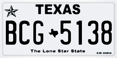 TX license plate BCG5138