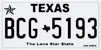 TX license plate BCG5193