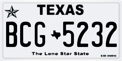 TX license plate BCG5232