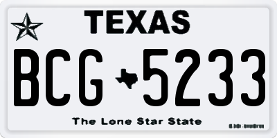 TX license plate BCG5233