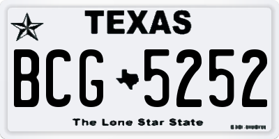 TX license plate BCG5252
