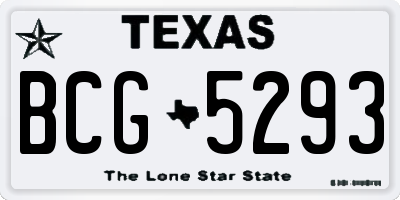TX license plate BCG5293