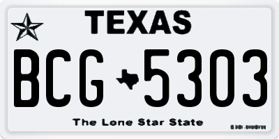 TX license plate BCG5303
