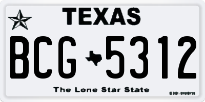 TX license plate BCG5312