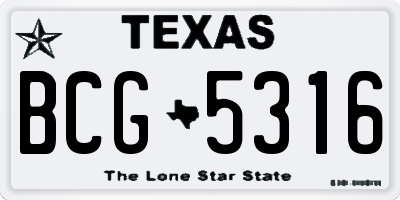 TX license plate BCG5316