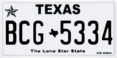 TX license plate BCG5334