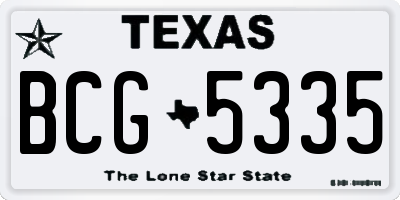 TX license plate BCG5335