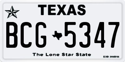 TX license plate BCG5347