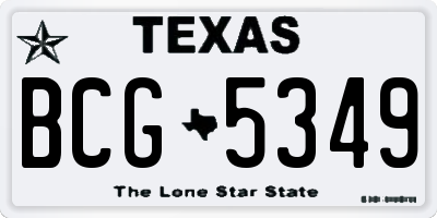 TX license plate BCG5349