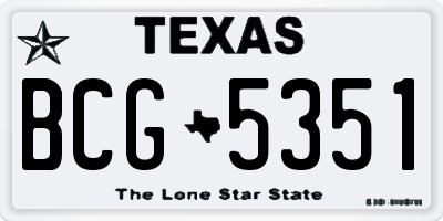 TX license plate BCG5351