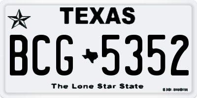 TX license plate BCG5352