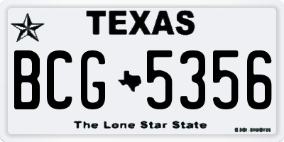TX license plate BCG5356