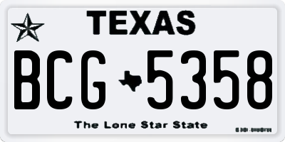 TX license plate BCG5358