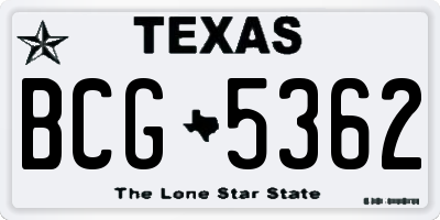 TX license plate BCG5362