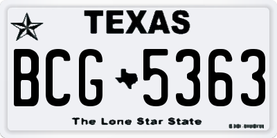 TX license plate BCG5363