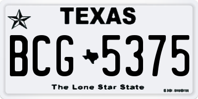 TX license plate BCG5375