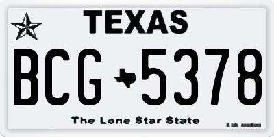 TX license plate BCG5378