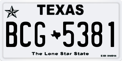 TX license plate BCG5381