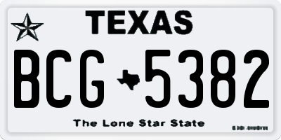 TX license plate BCG5382