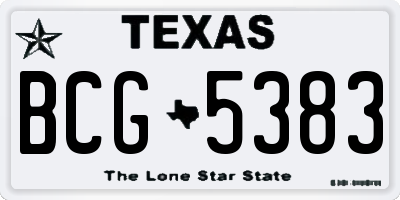 TX license plate BCG5383