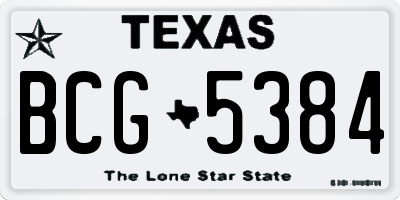 TX license plate BCG5384