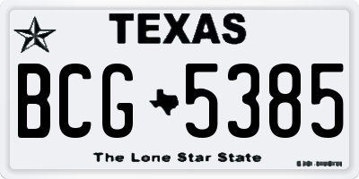 TX license plate BCG5385