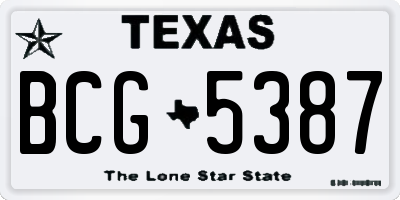 TX license plate BCG5387