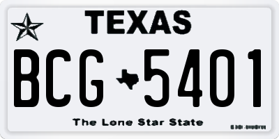 TX license plate BCG5401