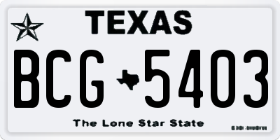 TX license plate BCG5403