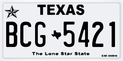 TX license plate BCG5421
