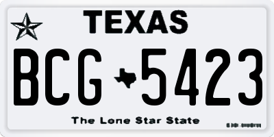 TX license plate BCG5423