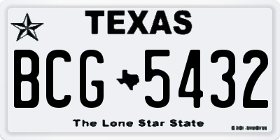 TX license plate BCG5432