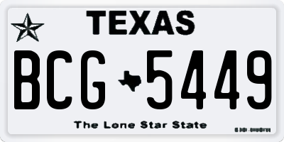TX license plate BCG5449