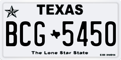TX license plate BCG5450