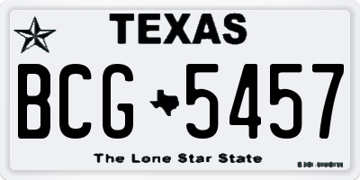 TX license plate BCG5457
